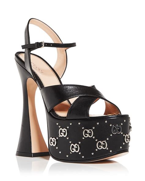 gucci block heel platform slide sandals|designer gucci high heel sandals.